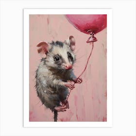 Cute Opossum 3 With Balloon Art Print