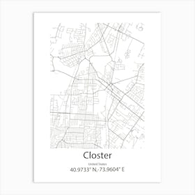 Closter,United States Minimalist Map 1 Art Print