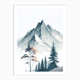 Mountain And Forest In Minimalist Watercolor Vertical Composition 225 Art Print