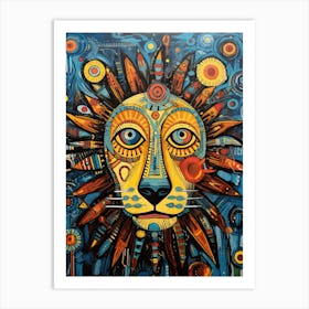 Lion Art Painting Outsider Style 3 Art Print