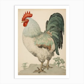 Ohara Koson Inspired Bird Painting Chicken 3 Art Print