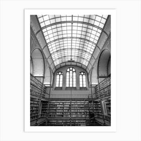 Historical art library at the Rijksmuseum in Amsterdam - black and white architecture photography by Christa Stroo Photography Art Print