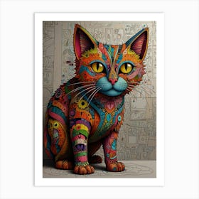 Psychedelic Cat 3 Art Print