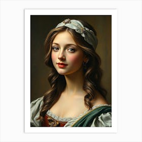 Portrait Of A Young Medival Woman Art Print