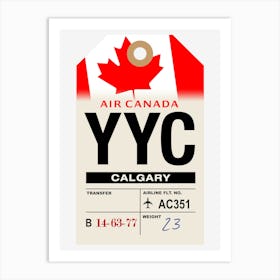 Calgary (YYC) Alberta, Canada Vintage Airline Luggage Tag Art Print