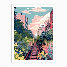 The High Line New York Colourful Silkscreen Illustration 1 Art Print