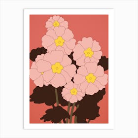 Primroses Flower Big Bold Illustration 2 Art Print