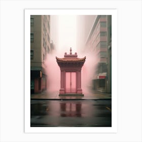 Pink Chinese Pagoda Art Print