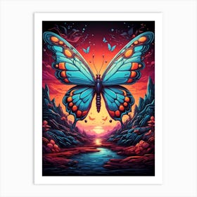 Butterfly At Sunset Art Print