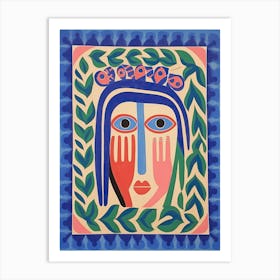 Folk Abstract Face Illustration 1 Art Print