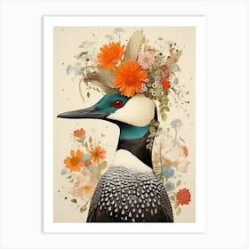 Bird With A Flower Crown Common Loon 1 Art Print