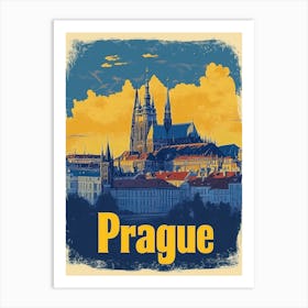 Aihrgdesign A Retro Travel Poster For Prague 4 Art Print