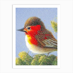 Robin Pointillism Bird Art Print
