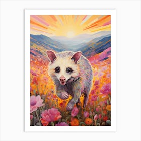  A Possum Running In Field Vibrant Paint Splash 1 Art Print