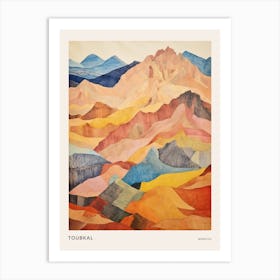 Toubkal Morocco 2 Colourful Mountain Illustration Poster Art Print
