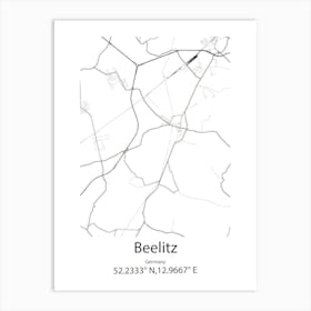 Beelitz,Germany Minimalist Map Art Print