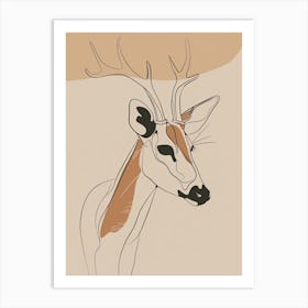 Antelope - Boho, Line Art 1 Art Print