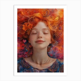 Girl With Orange Hair Art Print