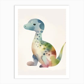 Baby Diplodocus Dinosaur Watercolour Illustration 2 Art Print