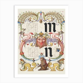 Guide For Constructing The Letters M And N From Mira Calligraphiae Monumenta, Joris Hoefnagel Art Print