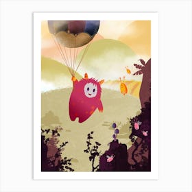 Flying With A Balloon Art Print