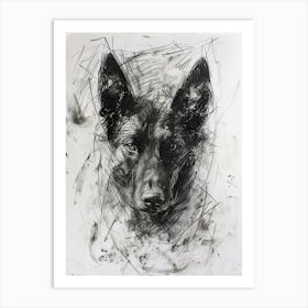 Icelandic Sheepdog Dog Charcoal Line 1 Art Print