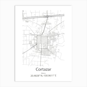 Cortazar,Mexico Minimalist Map Art Print