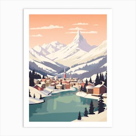 Vintage Winter Travel Illustration St Moritz Switzerland 1 Art Print