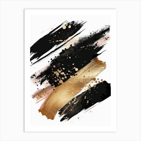 Gold And Black Brush Strokes 7 Art Print