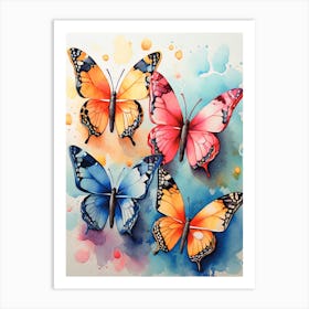 Watercolor Butterflies Painting Art Print