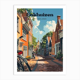 Enkhuizen Netherlands Street Digital Travel Illustration Art Print