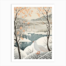 Winter Bird Painting Dove 4 Art Print