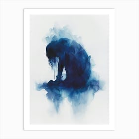 Woman In Blue Water Art Print