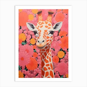 Giraffe Portrait With Patterns 2 Art Print
