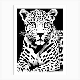 Jaguar Lino Black And White, 1120 Art Print