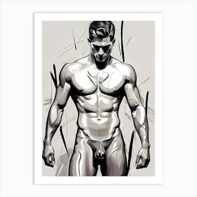 The Hunk Male Sketch Art Print