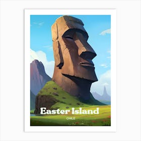Easter Island Chile Polynesian Modern Travel Illustration Art Print