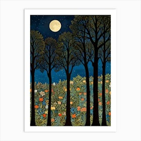 William Morris Moonlight In The Woods 34 Art Print