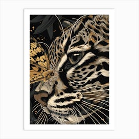 Leopard And Butterfly Art Print