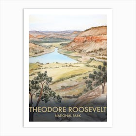 Theodore Roosevelt National Park Watercolour Vintage Travel Poster 2 Art Print