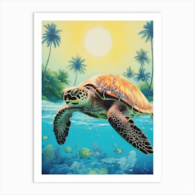 Sea Turtle In The Ocean Blue Aqua 2 Art Print