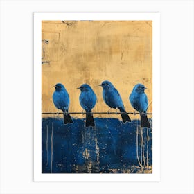 Blue Birds On A Wire 8 Art Print