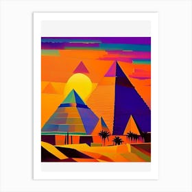 Pyramids Rainbow Sunset Geometric Art Print