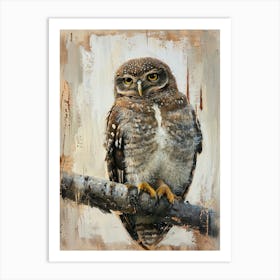 Northern Pygmy Owl Japanese Painting 5 Art Print