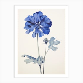 Blue Botanical Geranium 1 Art Print