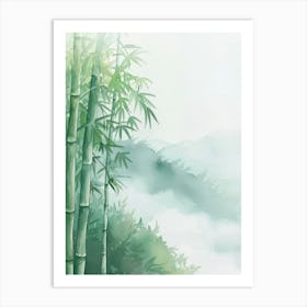 Bamboo Tree Atmospheric Watercolour Painting 8 Art Print