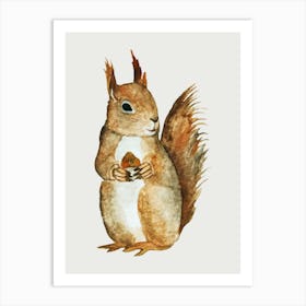 Squirrel Watercolor Painting Art Print