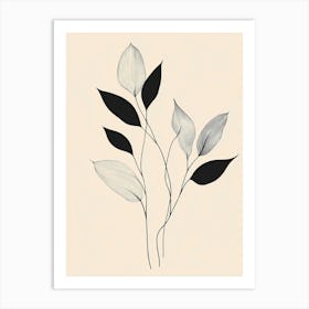 Black And White Leaves 3 Art Print