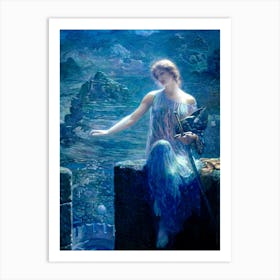 The Valkyrie's Vigil by Edward Robert Hughes 1914 - Viking Norse War Goddess Fairytale Romanticism Aestheticism Pre-Raphaelitism Oil Painting Remastered HD Art Print