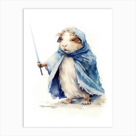 Baby Guinea Pig As A Jedi Watercolour 1 Art Print